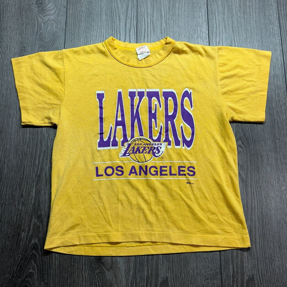 Vintage Los Angeles Lakers T Shirt 1st String Small Canada Yellow Graphic Mens